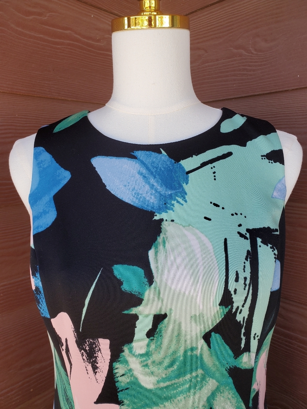 Vince Camuto Floral Scuba Ruffle Sleeveless Sheath Mini Dress Women's Size 10 - Picture 11 of 16